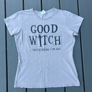 Vintage Y2K good bad witch t shirt, 2000s witchcore whimsigoth magic Halloween